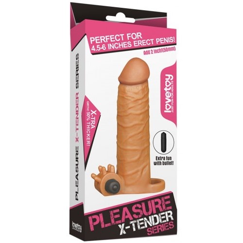 Удлиняющая насадка на пенис с вибрацией мулат X-Tender Penis Sleeve + 5 см фото 6 Удлиняющая насадка на пенис с вибрацией мулат X-Tender Penis Sleeve + 5 см фото 6