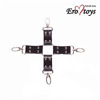 Черный бондажный крест из натуральной кожи Erotoys Fetish line, Ero-11