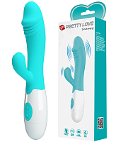 Вибратор-кролик с реалистичной головкой бирюзовый Pretty Love Snappy 