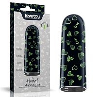 Перезаряжаемый мини вибратор светящийся в темноте LoveToy Heart Massager