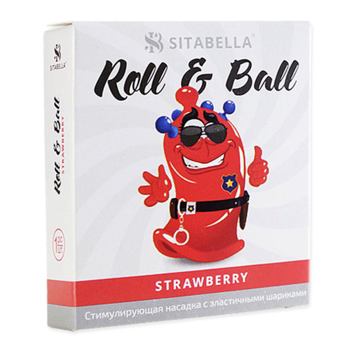 Насадка-презерватив стимулирующая Roll & Ball Strawberry с четырьмя шариками и ароматом клубники Насадка-презерватив стимулирующая Roll & Ball Strawberry с четырьмя шариками и ароматом клубники