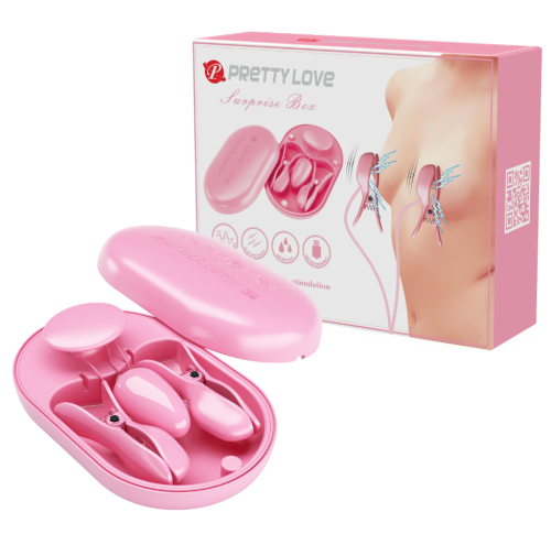 Набор виброклипс с электростимуляцией и пробкой в кейсе Pretty Love Surprise Box