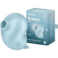 Вакуумно-волновой стимулятор с вибрацией голубой  Sassy Seal Satisfyer 