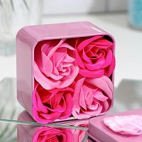 Мыльные розочки фуксия и розовые (4 шт)