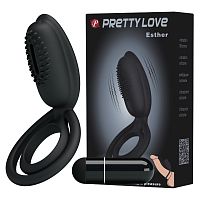 Эрекционное двойное кольцо с вибропулей Pretty Love Esther 