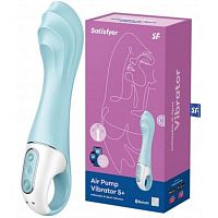 Расширяющийся смарт-вибратор с рельефной головкой голубой Air Pump Vibrator 5+ Satisfyer 
