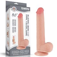 Реалистичный фаллоимитатор на присоске Sliding Skin Dual Layer Dong 22 см
