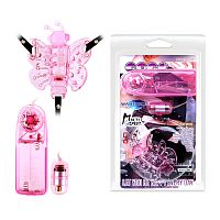 Вибростимулятор клитора на ремешках Baile Pink Butterfly 