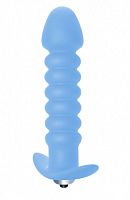 Анальная пробка голубая с вибрацией Twisted Anal Plug