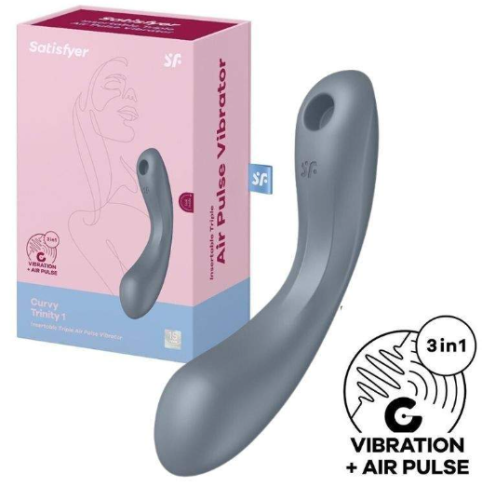 Вакуумный вибростимулятор для клитора и точки G серый Curvy Trinity 1 Satisfyer