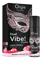 Съедобный жидкий вибратор со вкусом клубники и джин-тоника DUAL VIBE! KISSABLE 15 мл