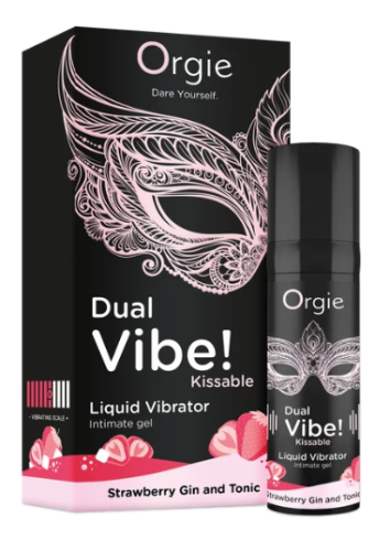 Съедобный жидкий вибратор со вкусом клубники и джин-тоника DUAL VIBE! KISSABLE 15 мл