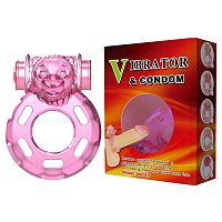 Эрекционное кольцо с вибрацией Baile Pink Bear-Head Vibrating Ring