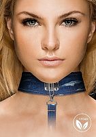 Джинсовый ошейник с поводком голубой Roughend Denim Style