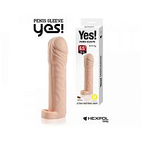 Насадка для увеличения члена реалистичная с кольцом для мошонки Yes! 16 см, размер М