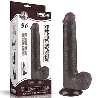 Реалистичный фаллоимитатор на присоске Sliding Skin Dual Layer Dong 22 см