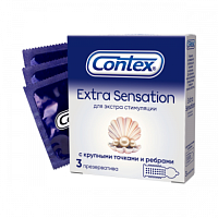Презервативы Contex Extra Sensation с крупными точками и ребрами (3 шт)