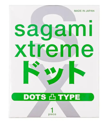 Презервативы анатомической формы с рельефными точками латексные Sagami Xtreme dots Type-E (1 шт)