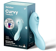 Вакуумный вибростимулятор для клитора и точки G голубой Curvy Trinity 5 Satisfyer