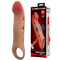 Удлиняющая насадка на пенис с вибрацией Pretty Love Penis Sleeve Brad