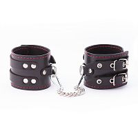 Оковы из кожи с двумя ремнями и черной подкладкой Crazy Handmade