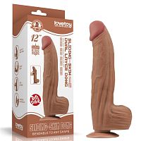 Реалистичный фаллоимитатор-мулат на присоске Sliding-Skin Dual Layer Dong 31 см