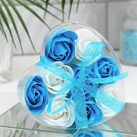 Мыльные розочки синие и белые (9 шт)