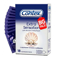 Презервативы Contex Extra Sensation с крупными точками и ребрами (18 шт)