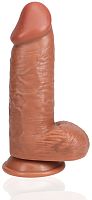 Фаллоимитатор реалистичный с мошонкой на присоске мулат RealRock Extra Thick Straight 20,3 см