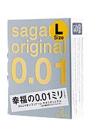 Полиуретановые презервативы увеличенного размера Sagami Original 0,01 L-size (2 шт)