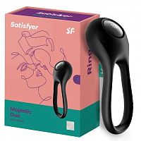 Эрекционное виброкольцо черное Majestic Duo Satisfyer 