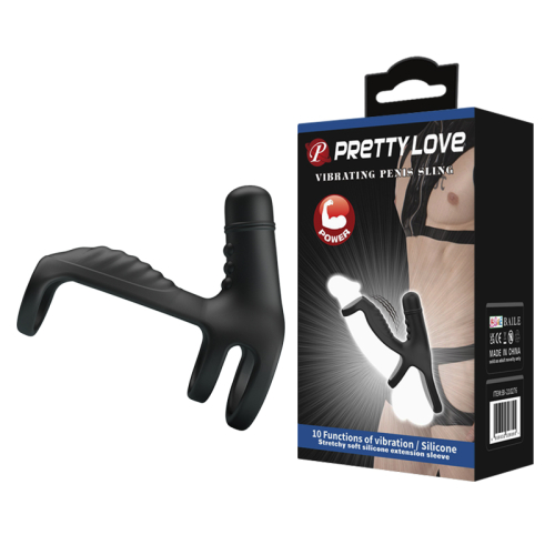Вибронасадка на пенис с клиторальным стимулятором Pretty Love Vibrating Penis Sling