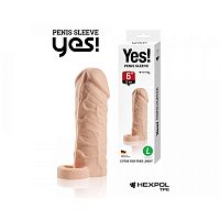 Насадка для увеличения члена реалистичная с кольцом для мошонки Yes! 15 см, размер L