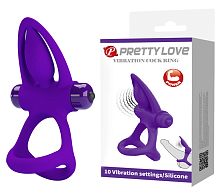 Виброкольцо на пенис и мошонку Pretty Love фиолетовое
