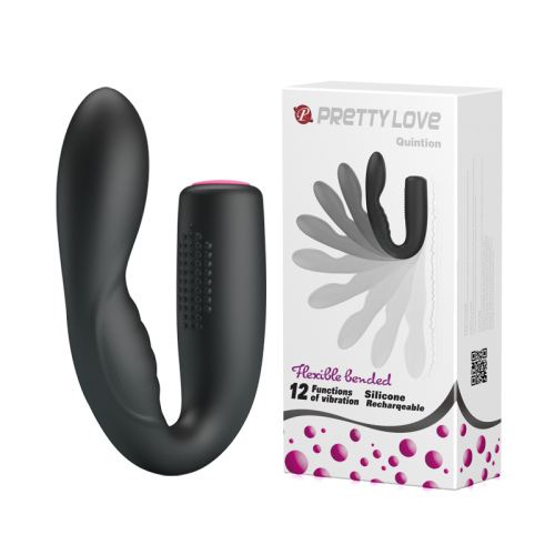 Гибкий вибратор для точки G и клитора Pretty Love Quinrion черный Гибкий вибратор для точки G и клитора Pretty Love Quinrion черный