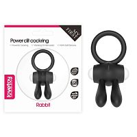Черное виброкольцо Power Clit Cockring Rabbit