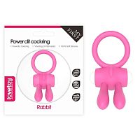 Розовое виброкольцо Power Clit Cockring Rabbit