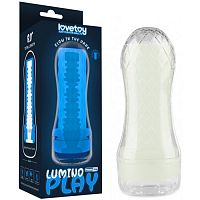 Прозрачный мастурбатор светящийся в темноте Lumino Play Ribbed Masturbator