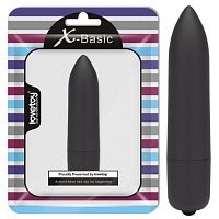Черная вибропуля X-Basic Bullet Long Lovetoy с 10 режимами вибрации