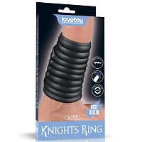 Рельефная вибронасадка на пенис Wave Knights Ring (Black)