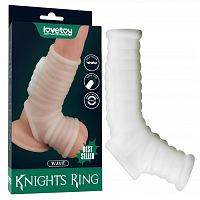 Рельефная вибронасадка на пенис и мошонку Vibrating Wave Knights Ring with Scrotum Sleeve