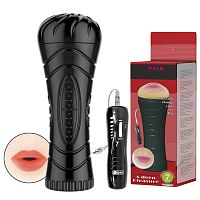Мастурбатор ротик в колбе с вибрацией Pink Mouth Baile
