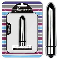 Серебристая вибропуля X-Basic Bullet Long Lovetoy с 10 режимами вибрации