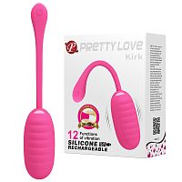 Перезаряжаемое виброяйцо рельефное Pretty Love Kirk розовое