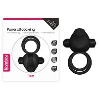Двойное виброкольцо Power Clit Duo Silicone Cockring чёрное