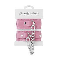 Оковы скругленные розовые с серебрянной цепочкой Crazy Handmade